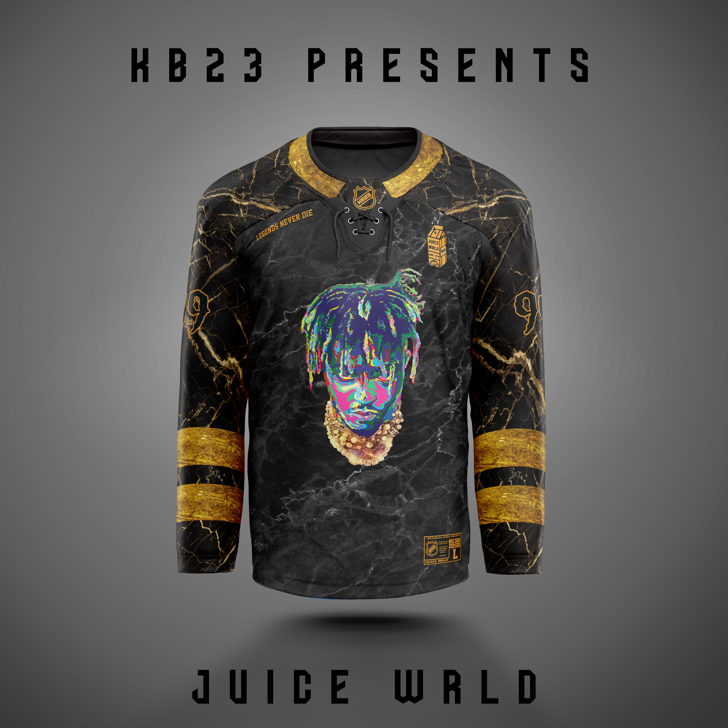 Juice Wrld Hockey Jersey Charity Run "Burn" KB23 Designz